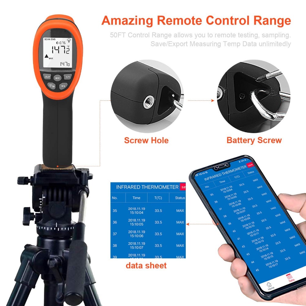 Industrial Laser Temperature Gun - Termometro IR senza contatto con pirometro