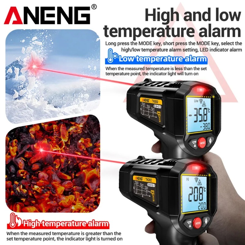 Industrial Laser Temperature Gun - Termometro a Infrarossi Senza Contatto ANENG