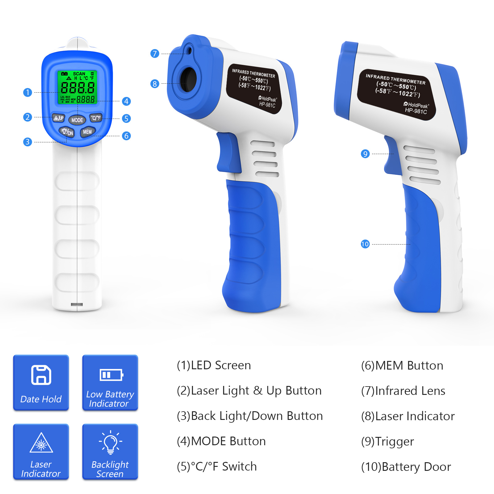 Termometro a infrarossi -50 ℃  - Industrial Laser Temperature Gun recensione e prezzo