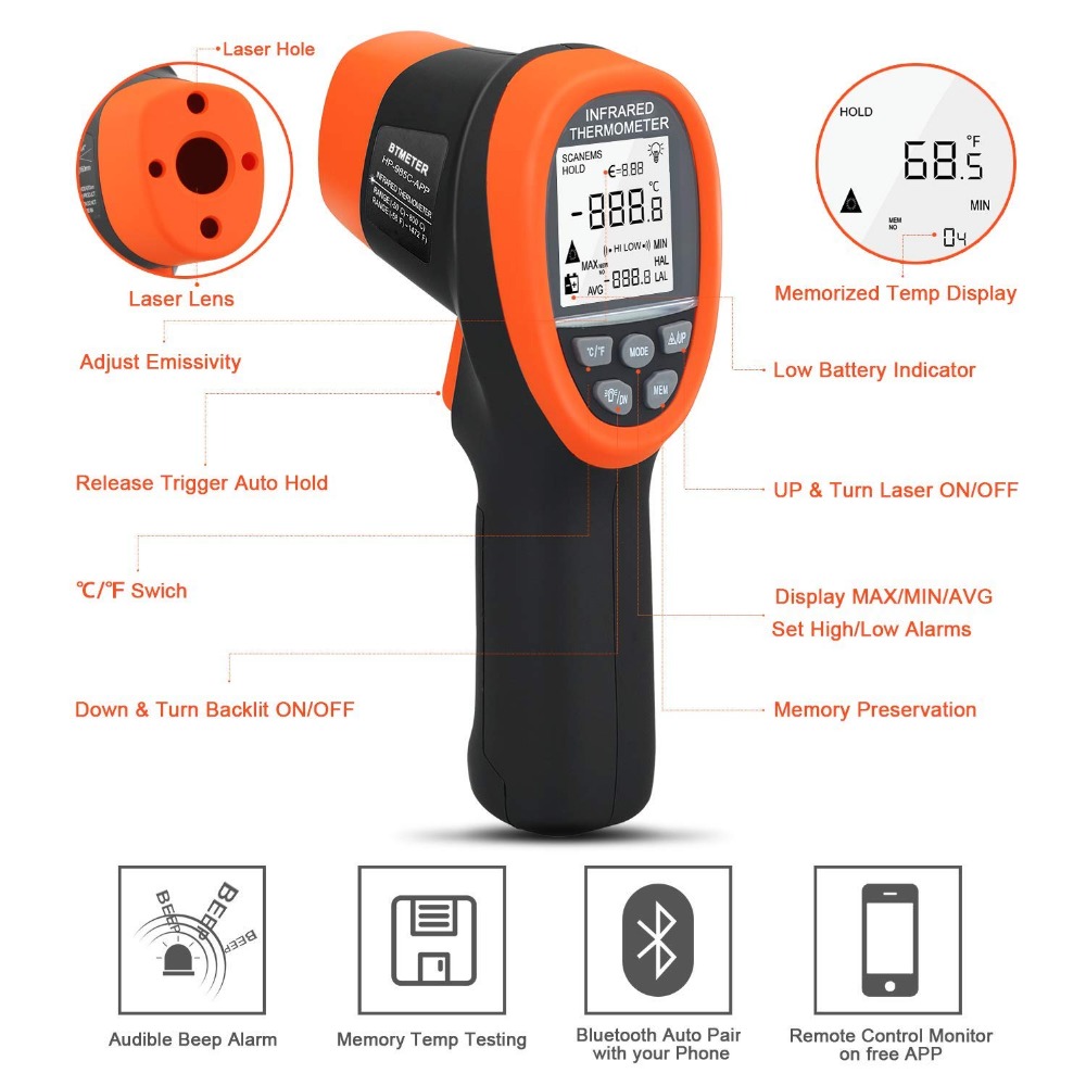 Termometro IR senza contatto c - Industrial Laser Temperature Gun recensione e prezzo