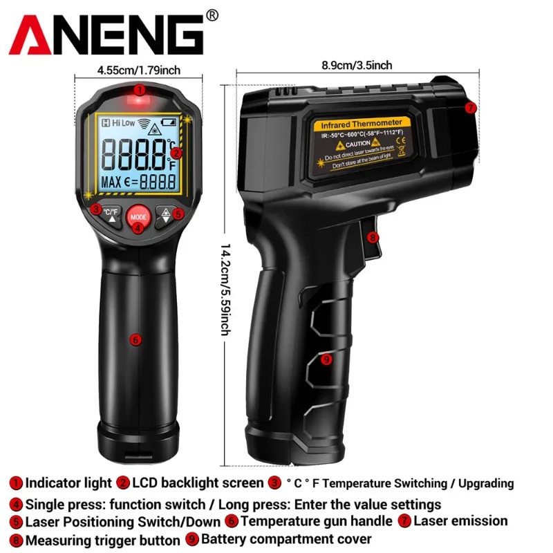 Termometro a Infrarossi Senza  - Industrial Laser Temperature Gun recensione e prezzo
